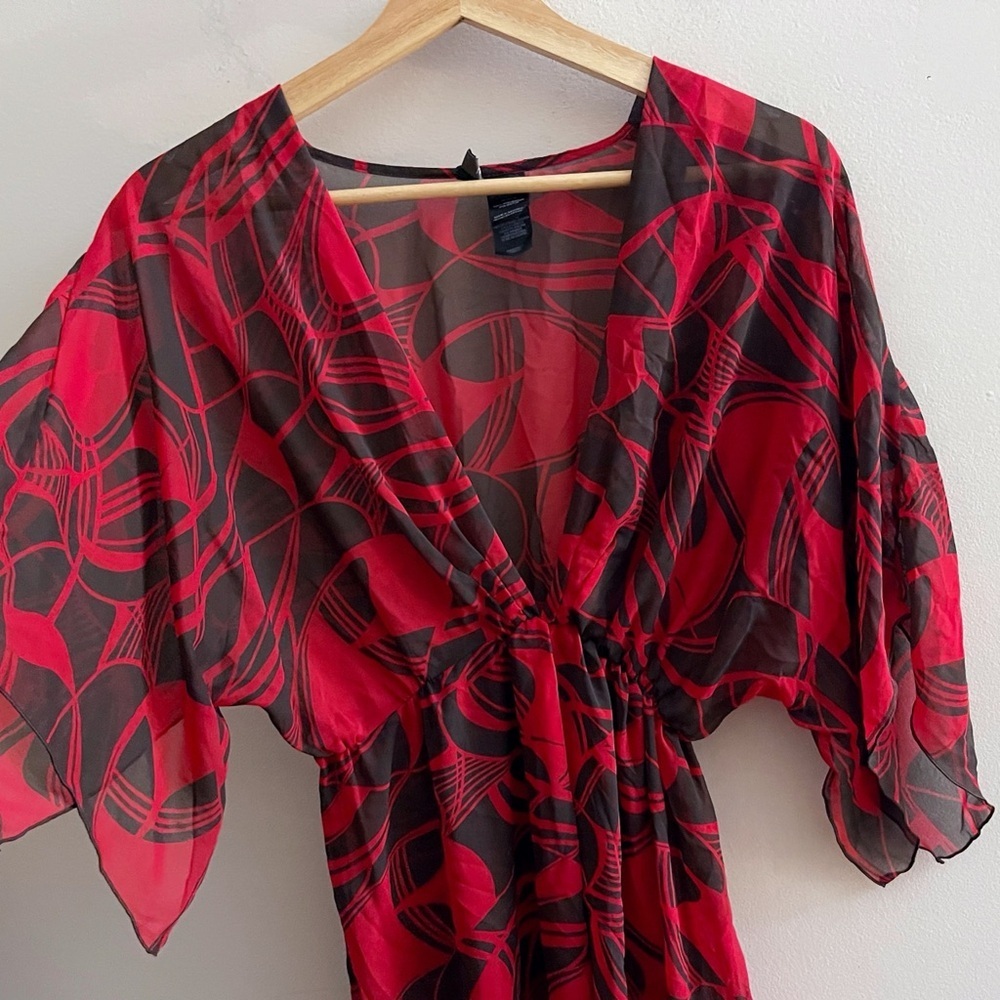 Vintage Y2K Sheer Tunic Babydoll Blouse Fairycore Whimsygoth Flowy Summer - Picture 5 of 8